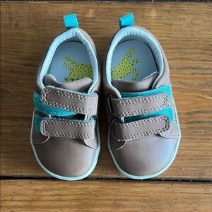 Kids Brown and Blue Velcro Shoes